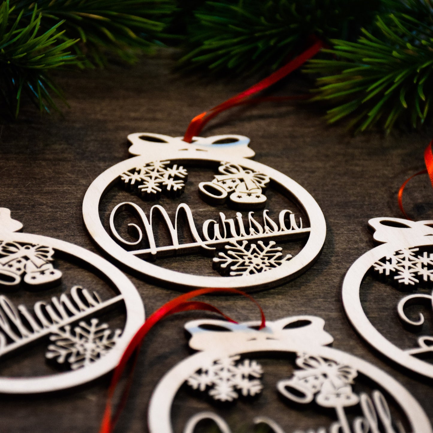 Personalized Christmas Ornaments | Laser Cut Wood Ornaments | Hand-Made in the USA | Custom Christmas Gift