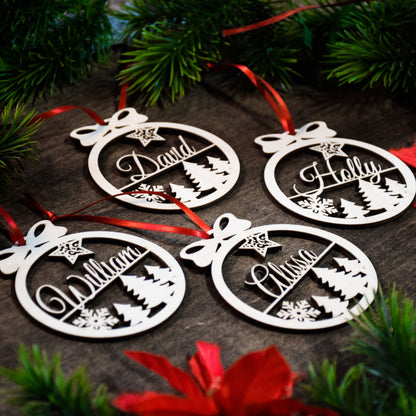 Personalized Christmas Ornaments | Laser Cut Wood Ornaments | Hand-Made in the USA | Custom Christmas Gift