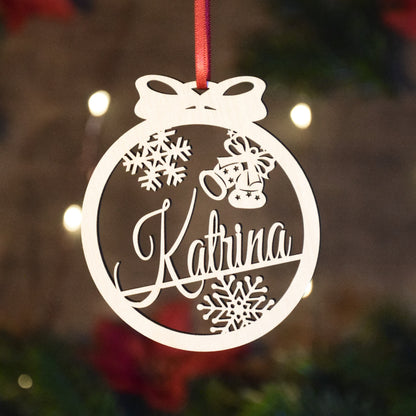 Personalized Christmas Wood Ornament | USA Made | Custom name Ornament | Laser Cut Gift Tag | Laser Cut Name Bauble