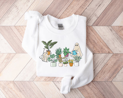 Ghost Plant Lady Sweatshirt, Ghost Plant Shirt, Halloween Plants Sweatshirt, Halloween Ghost Sweatshirt, Halloween Gift for Plant Lovers