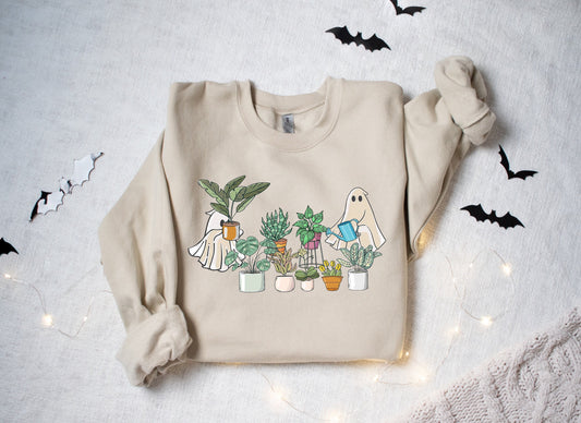 Ghost Plant Lady Sweatshirt, Ghost Plant Shirt, Halloween Plants Sweatshirt, Halloween Ghost Sweatshirt, Halloween Gift for Plant Lovers