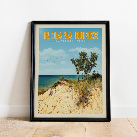 Indiana Dunes National Park Poster, Indiana Dunes Print | Vintage National Park Poster | National Park Art for Rustic Garage Decor