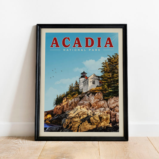 Acadia National Park Poster, Acadia Wall Art, National Park Print | Vintage National Park Poster | National Park Gift for Camping Decor