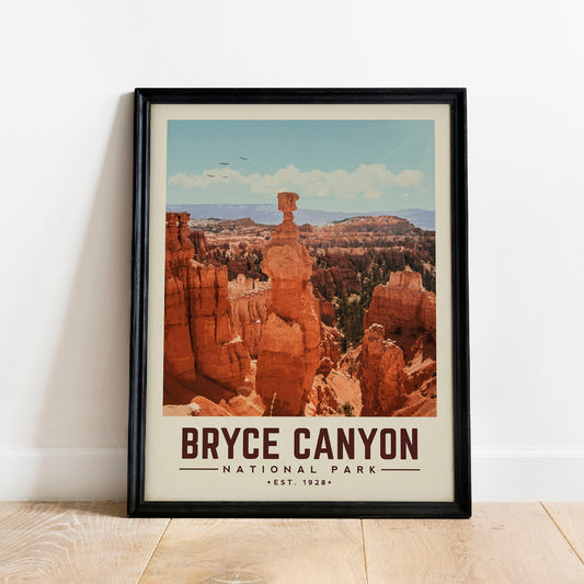 Bryce Canyon National Park Print, Bryce Canyon Minimalist Poster | Vintage National Park Poster | National Park Art for Cabin Decor