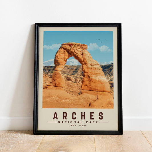 Arches National Park Print, Arches National Park Minimalist Poster | Vintage National Park Poster | Camping Decor for Hiking