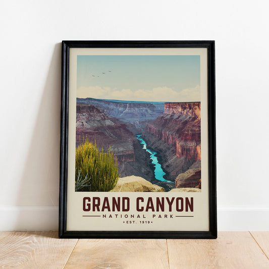 Grand Canyon Wall Art, Grand Canyon Poster, Minimalist National Park Print | Vintage National Park Poster | National Park Gift for Hiker