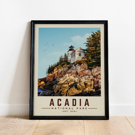 Acadia National Park Poster, Minimalist Acadia Wall Art, National Park Print | Vintage National Park Poster | National Park Gift For Camper