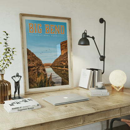 Texas Big Bend National Park Art, Big Bend National Park Poster | Vintage National Park Poster | Hiking Gift for National Park Lover