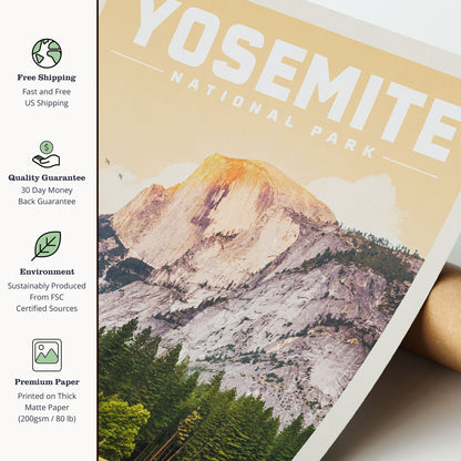 Yosemite Poster, Yosemite National Park Print, National Park Wall Art | Vintage National Park Poster | National Park Gift for Nature Lover