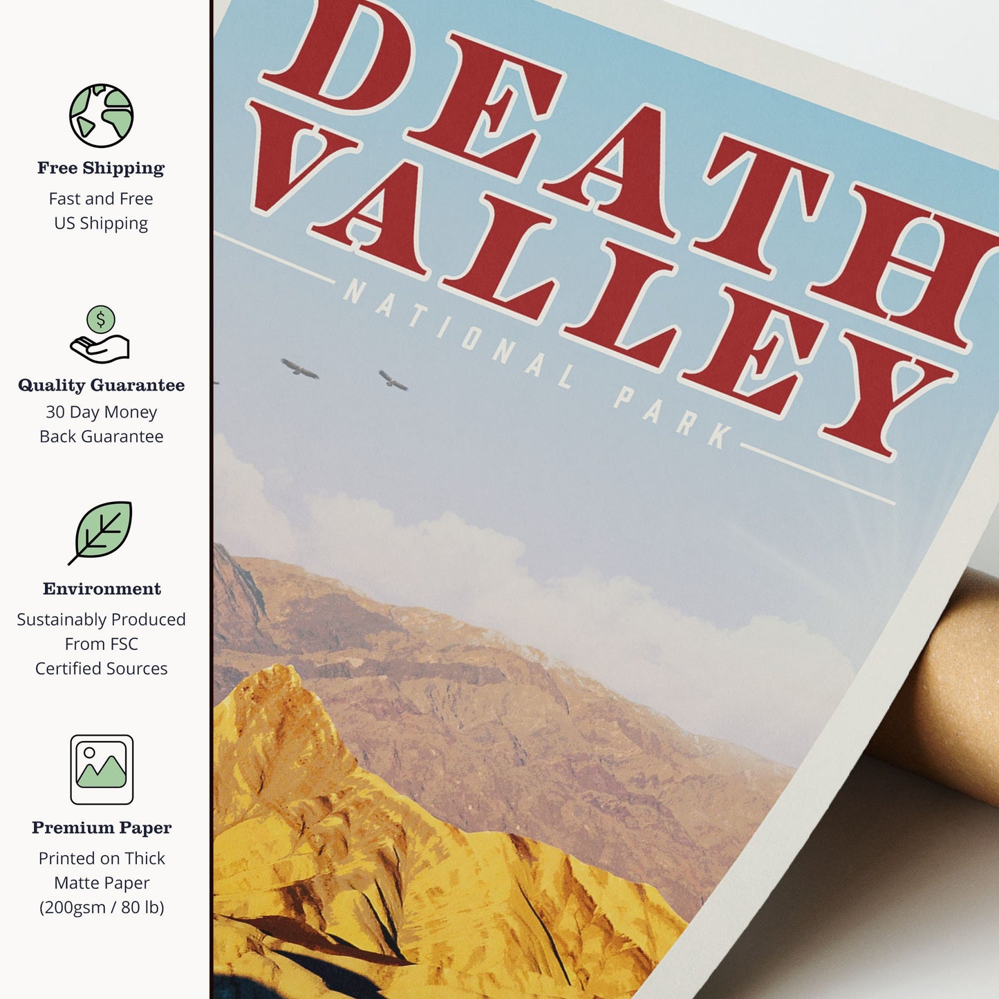 Death Valley National Park Print, Death Valley National Park Poster | Vintage National Park Poster | Camping Gift for Hiker