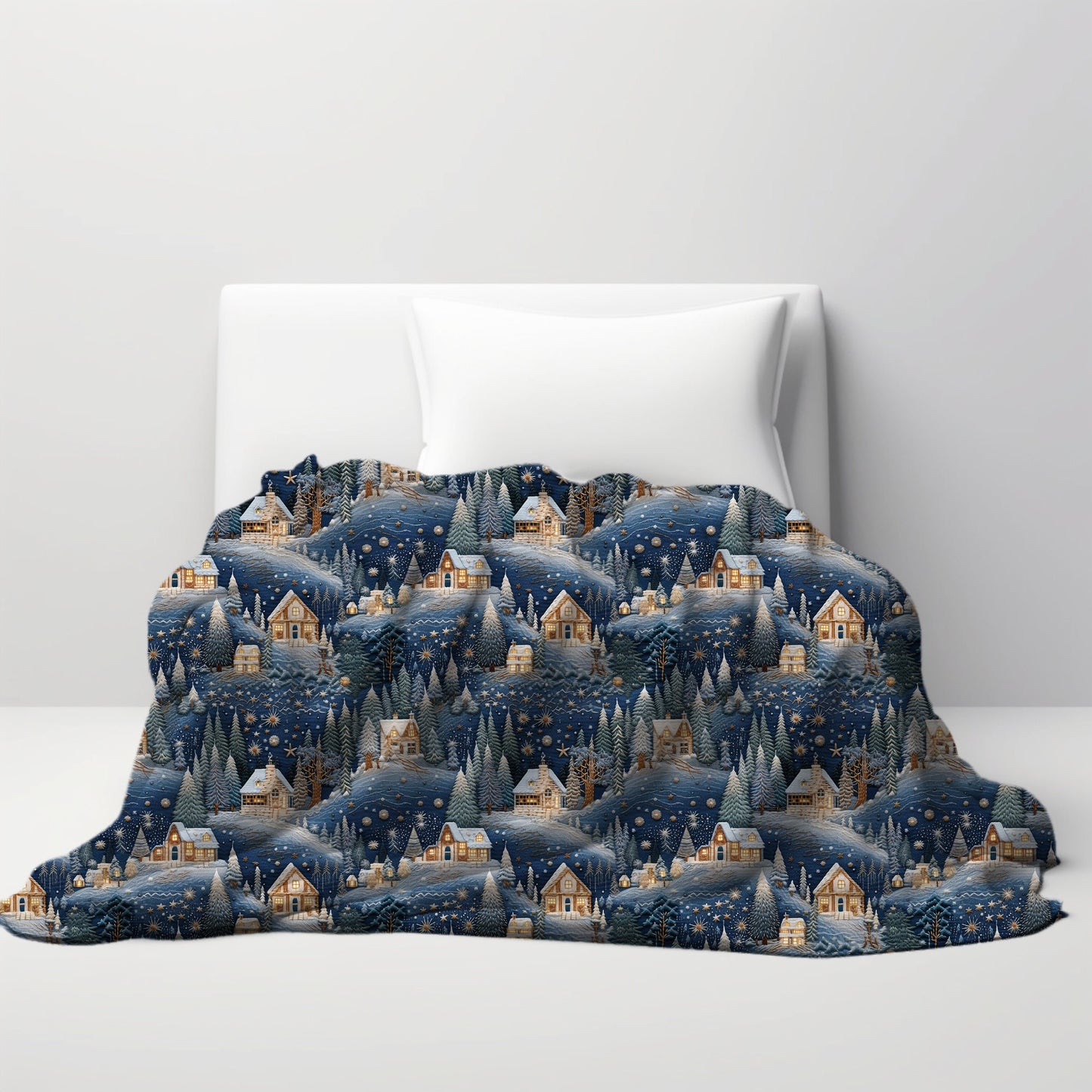 Christmas Blanket Christmas Village Throw Blanket, Printed Winter Wonderland Christmas Blanket, Living Room Christmas Decor for the Bedroom