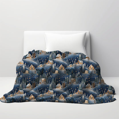 Christmas Blanket Christmas Village Throw Blanket, Printed Winter Wonderland Christmas Blanket, Living Room Christmas Decor for the Bedroom