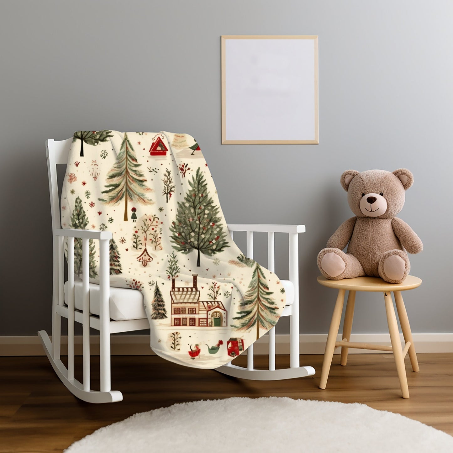 Christmas Blanket, Christmas Village Holiday Throw Nostalgic Village Christmas Town Fleece Christmas Gift Friends Family Co-worker Present