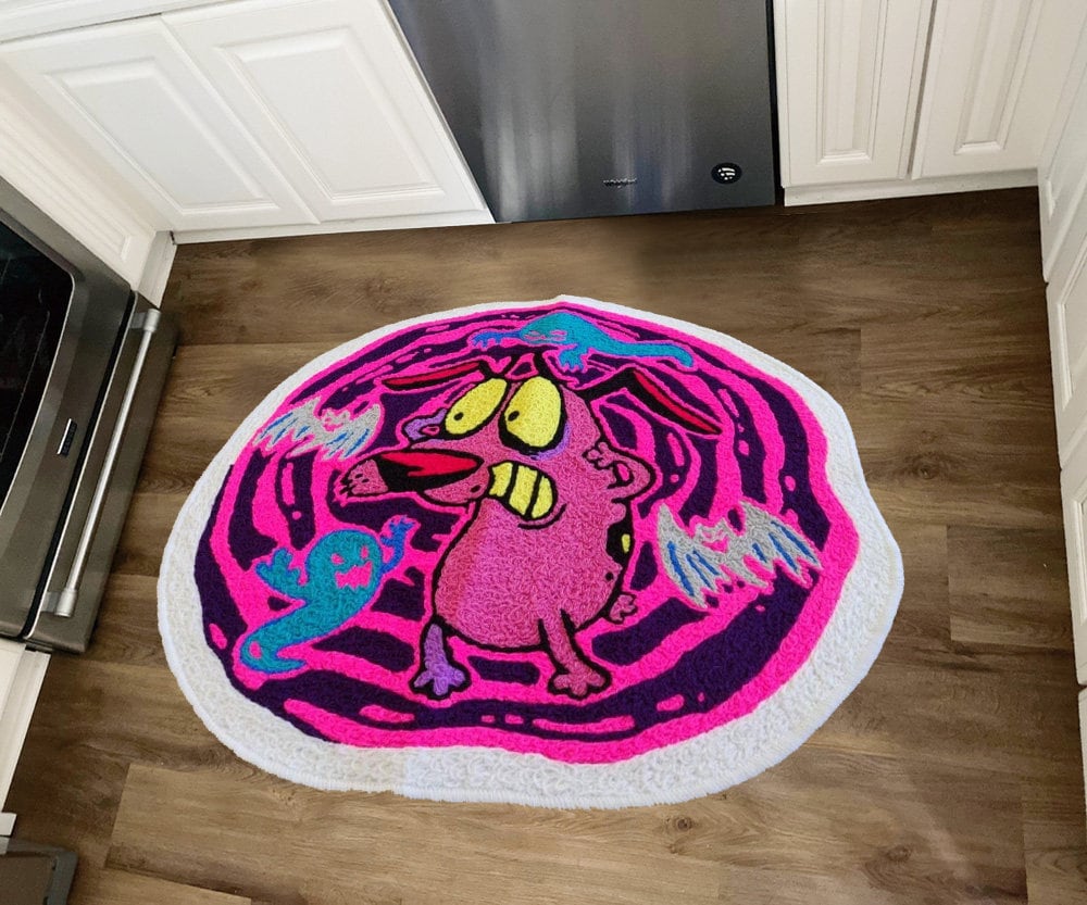 Courage the Cowardly Dog Floor Mat Washable Area Rugs Living Room Wool Carpet