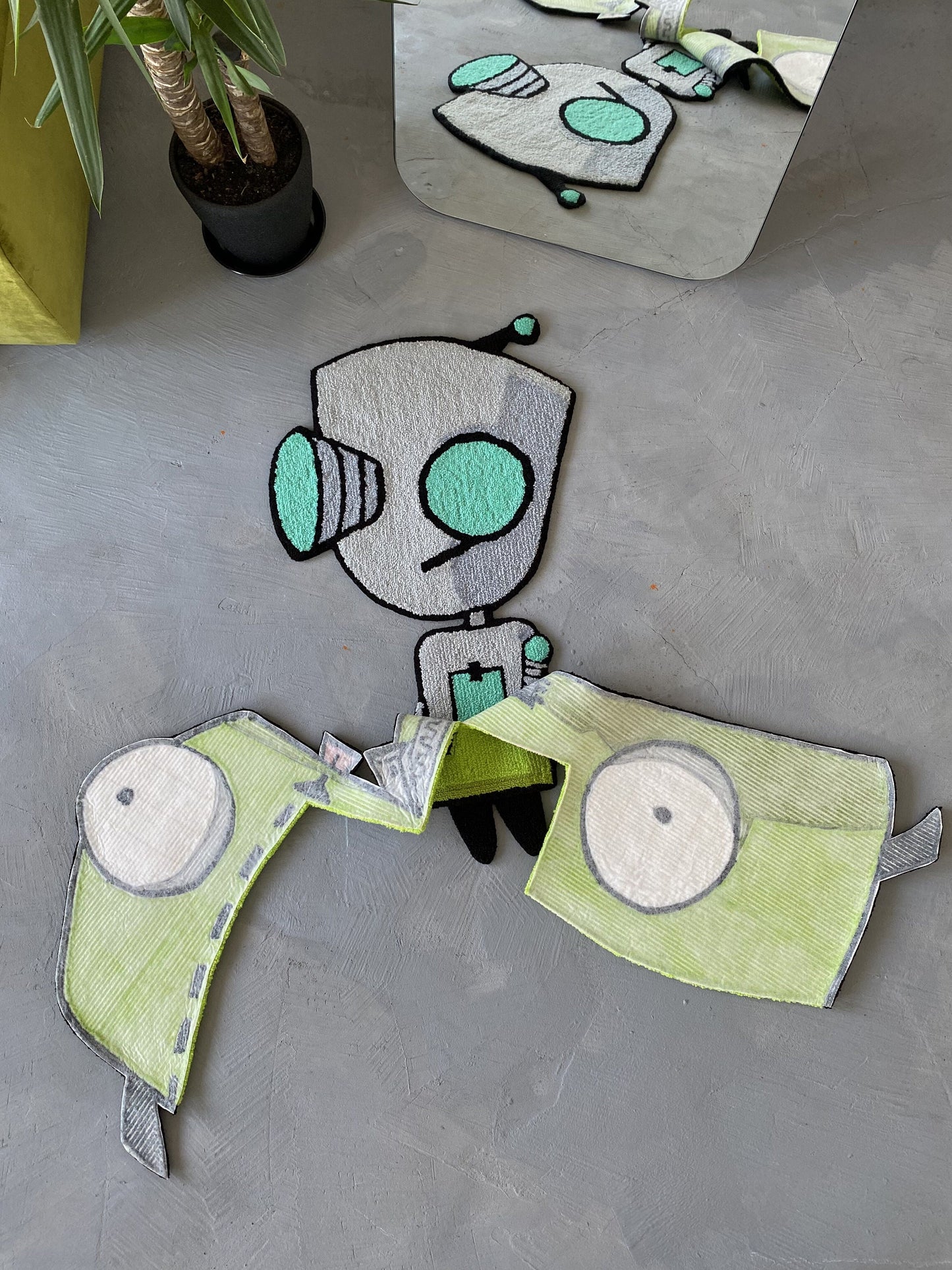 Transforming Cartoon character, Custom Cartoon Invader  Rug - Handcrafted Sci-Fi Tribute, non-slip rug, Alien custom rug