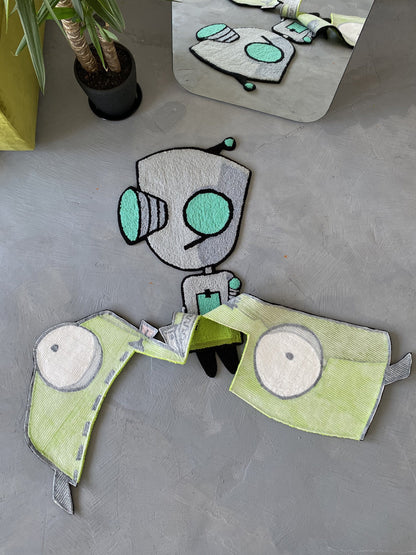 Transforming Cartoon character, Custom Cartoon Invader  Rug - Handcrafted Sci-Fi Tribute, non-slip rug, Alien custom rug