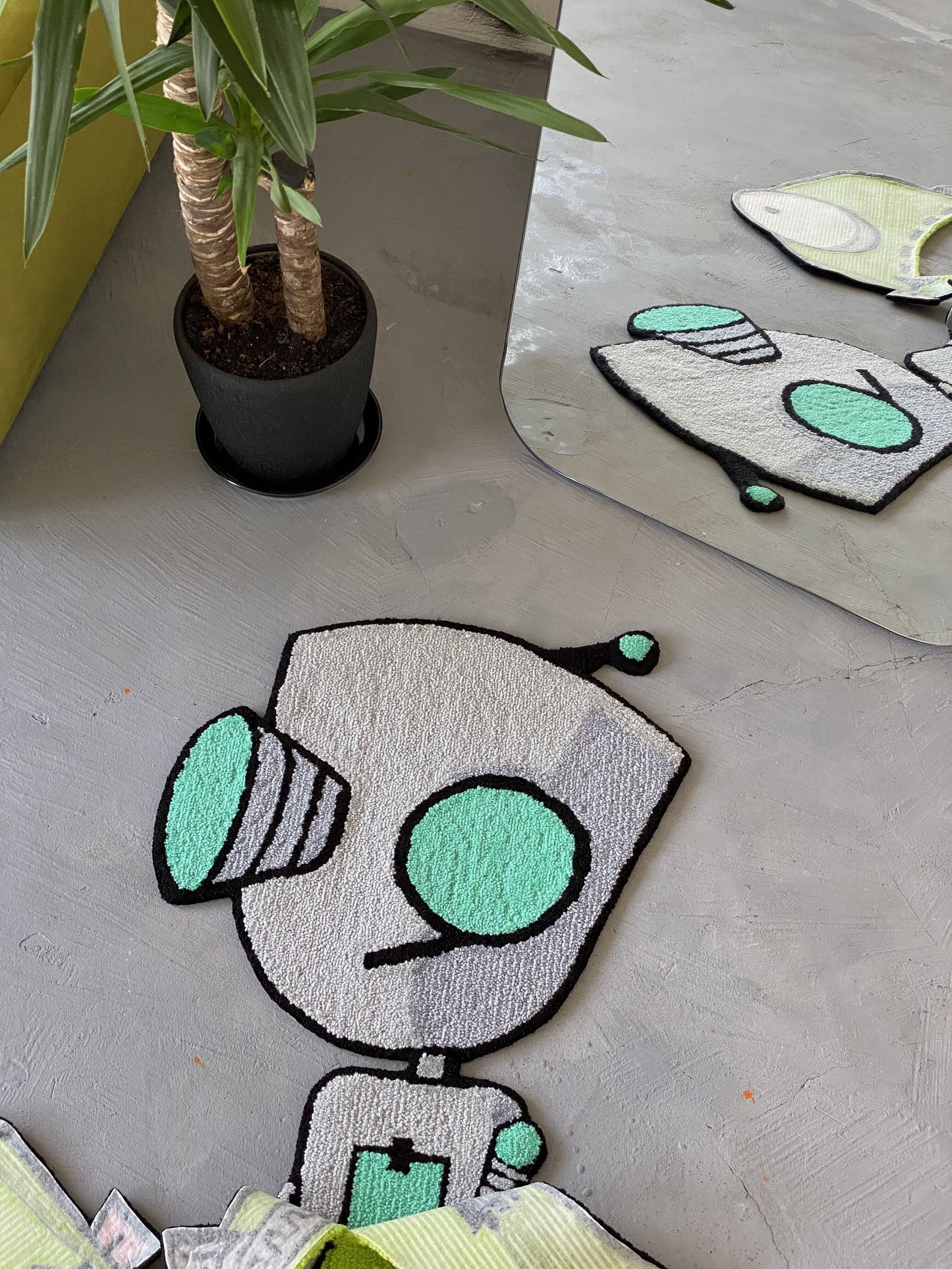 Transforming Cartoon character, Custom Cartoon Invader  Rug - Handcrafted Sci-Fi Tribute, non-slip rug, Alien custom rug