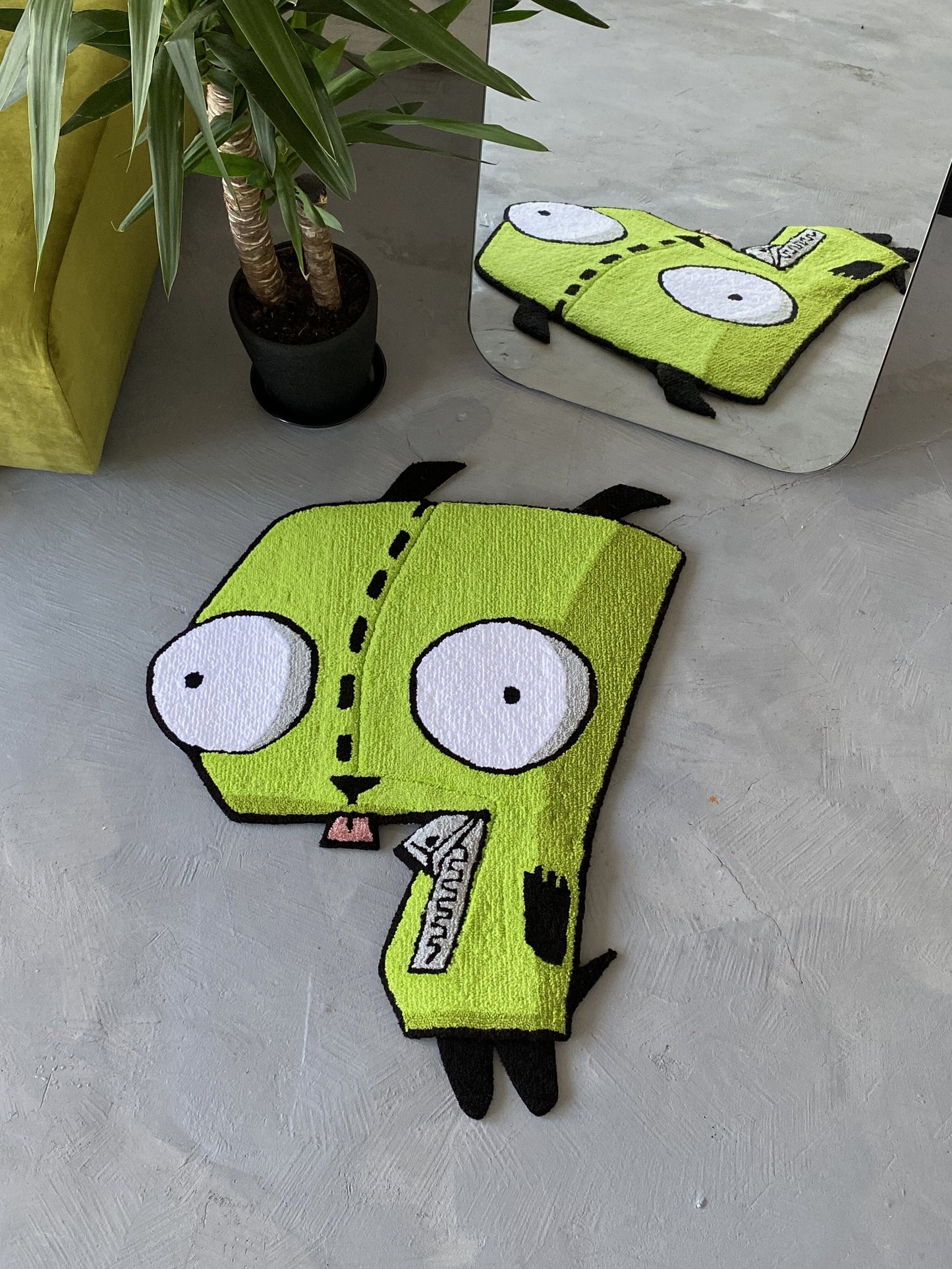 Transforming Cartoon character, Custom Cartoon Invader  Rug - Handcrafted Sci-Fi Tribute, non-slip rug, Alien custom rug