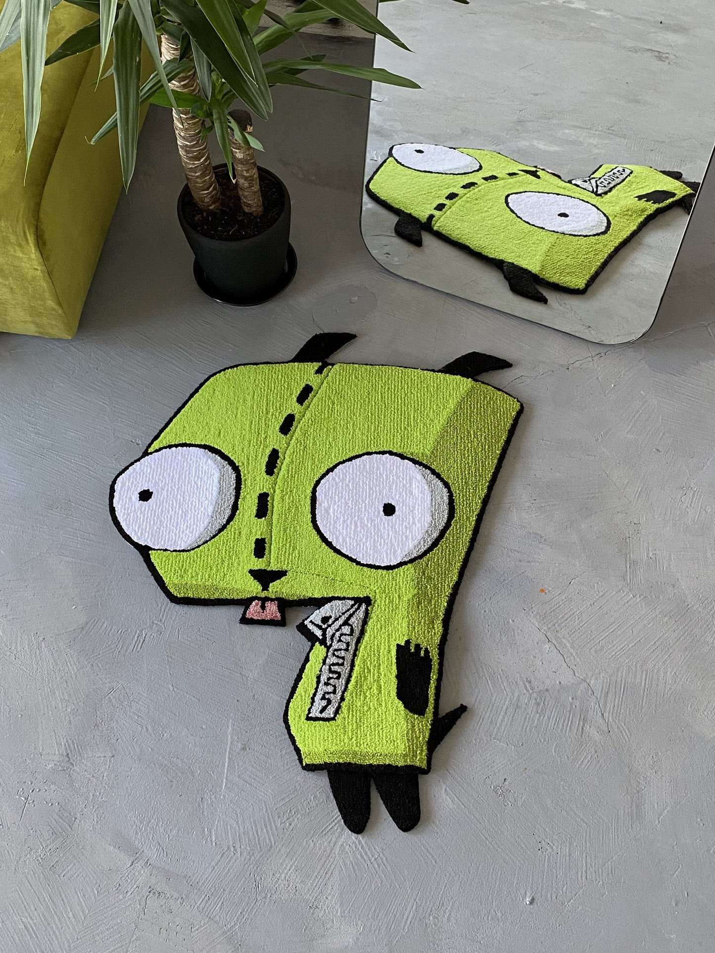 Transforming Cartoon character, Custom Cartoon Invader  Rug - Handcrafted Sci-Fi Tribute, non-slip rug, Alien custom rug