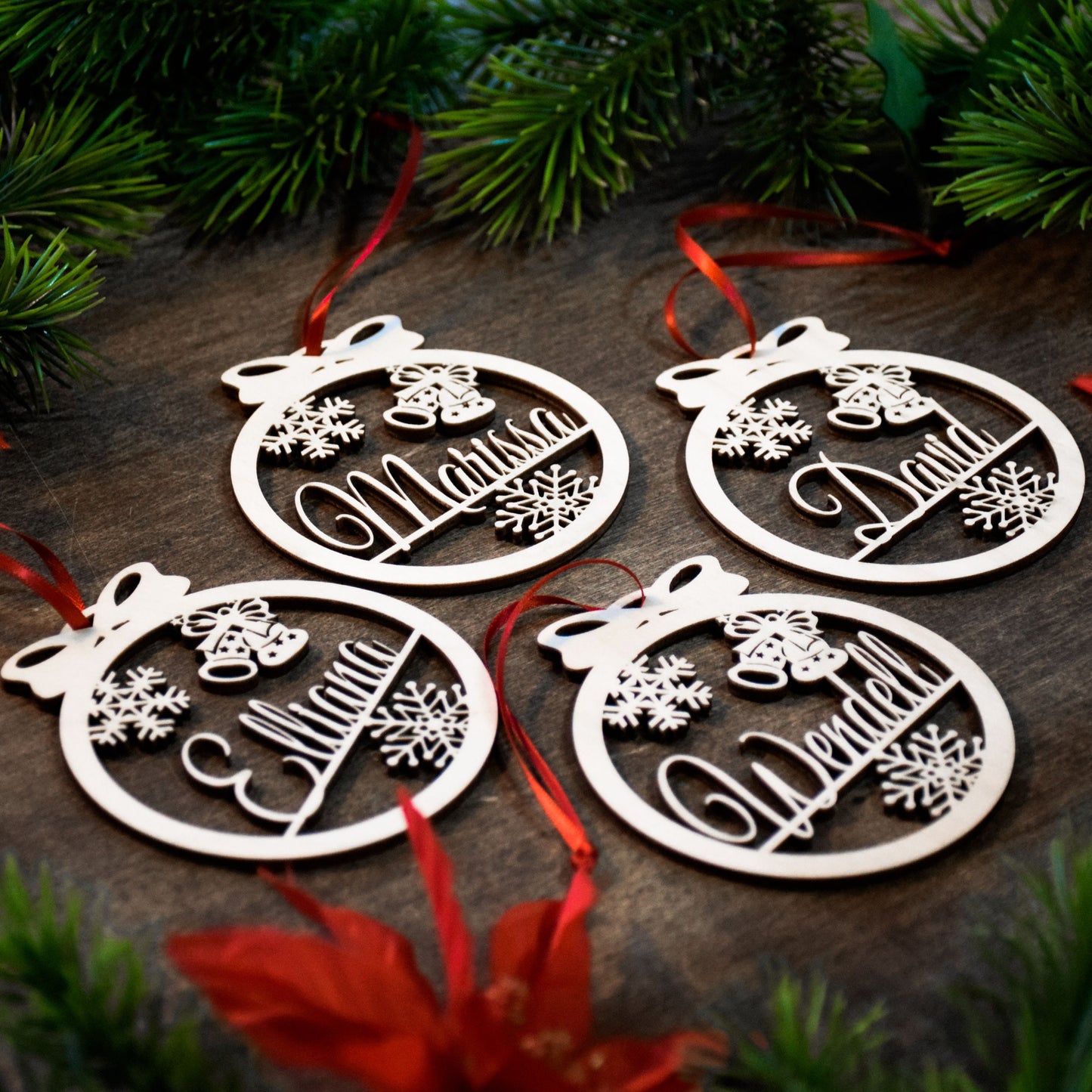 Personalized Christmas Ornaments | Laser Cut Wood Ornaments | Hand-Made in the USA | Custom Christmas Gift