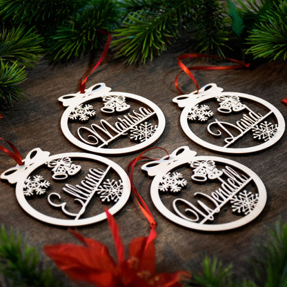 Personalized Christmas Ornaments | Laser Cut Wood Ornaments | Hand-Made in the USA | Custom Christmas Gift