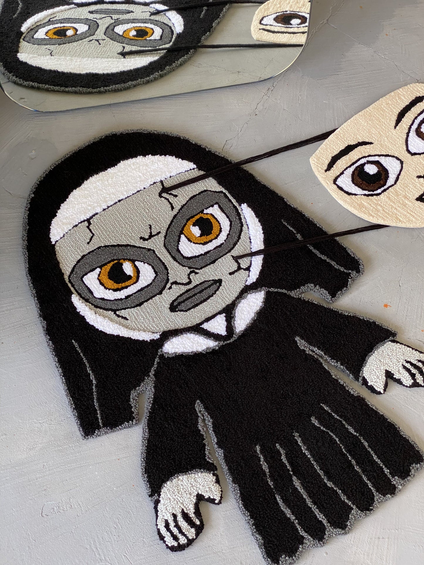 Transforming Handmade Halloween Nun Rug, Gift idea home decor, Ready to Ship!