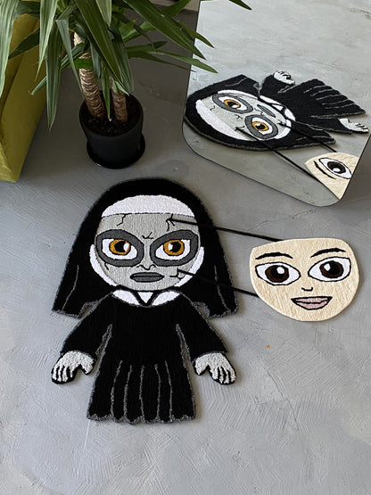 Transforming Handmade Halloween Nun Rug, Gift idea home decor, Ready to Ship!