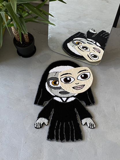 Transforming Handmade Halloween Nun Rug, Gift idea home decor, Ready to Ship!