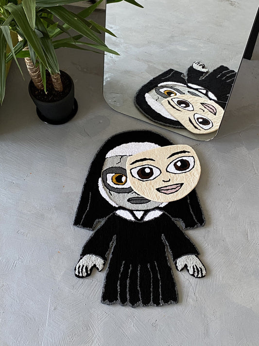 Transforming Handmade Halloween Nun Rug, Gift idea home decor, Ready to Ship!