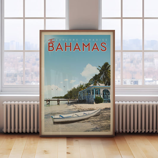 The Bahamas Travel Poster, The Bahamas Art Print, The Bahamas Wall Art, The Bahamas Beach Artwork, Nassau Vintage Beach Poster