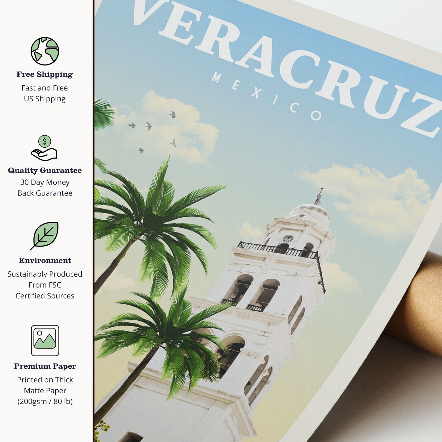 Veracruz Mexico Travel Poster, Veracruz Print, Veracruz Wall Art, Mexico Gift, Veracruz Mexico Decor, Mexico Poster, Mexican Wall Art