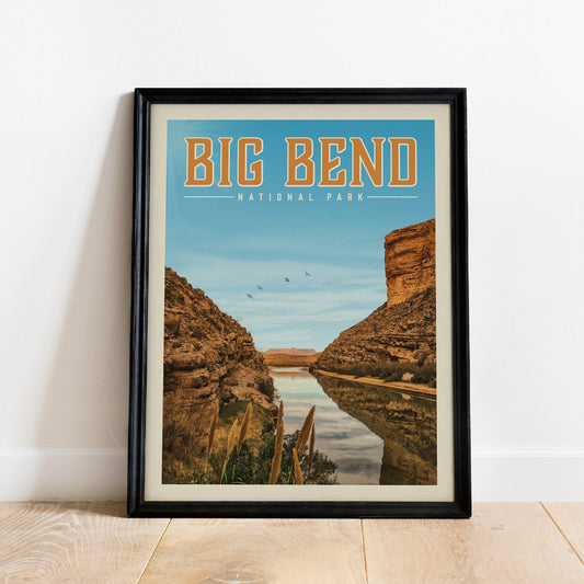 Texas Big Bend National Park Art, Big Bend National Park Poster | Vintage National Park Poster | Hiking Gift for National Park Lover