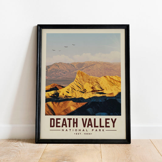 Death Valley National Park Print, Death Valley Minimalist Poster | Vintage National Park Poster | National Park Art for Cabin Decor
