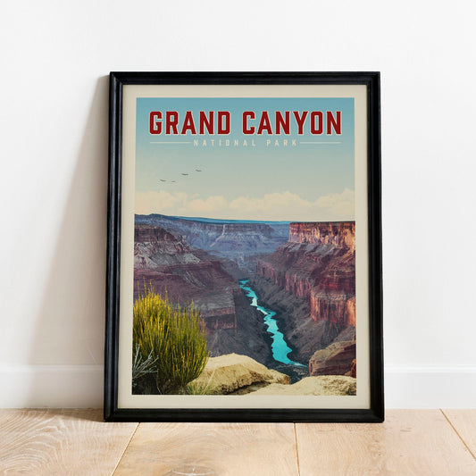 Grand Canyon Wall Art, Grand Canyon Poster, National Park Print | Vintage National Park Poster | Unique Hiking Gift for National Park Lover