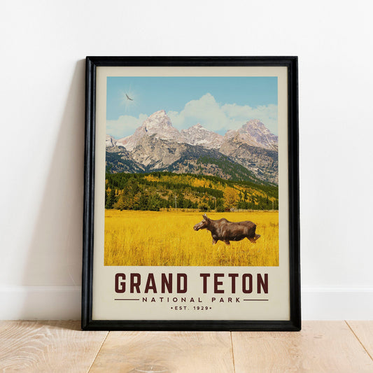 Grand Teton Wall Art, Grand Teton Poster, Minimalist National Park Print | Vintage National Park Poster | National Park Gift for Hiker