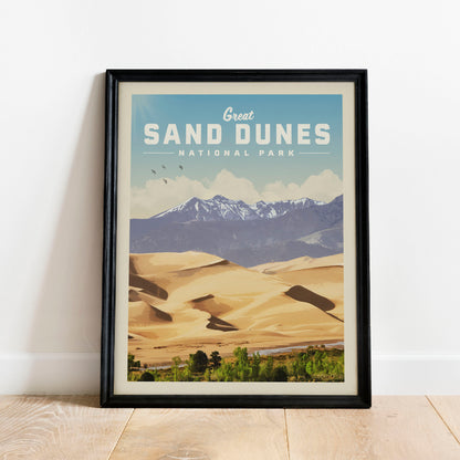 Great Sand Dunes National Park Poster, Great Sand Dunes Print | Vintage National Park Poster | National Park Art for Travel Gift