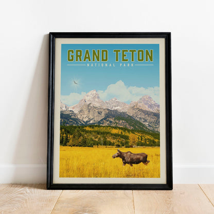 Grand Teton Wall Art, Grand Teton Print, National Park Wall Art | Vintage National Park Poster | Unique Hiking Gift for National Park Lover