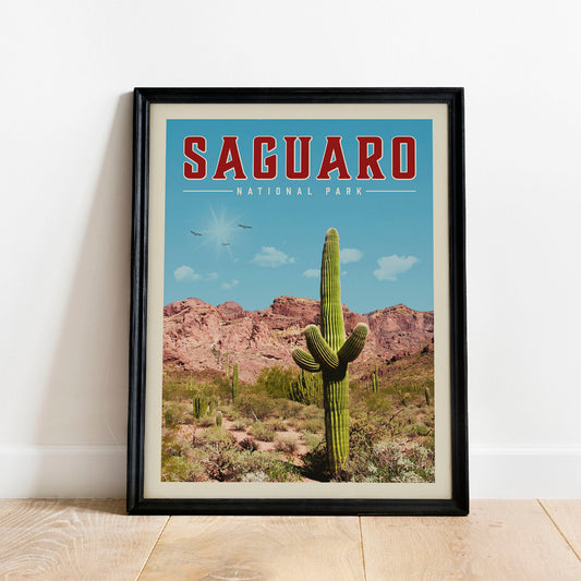 Saguaro National Park Print, Saguaro National Park Wall Art | Vintage National Park Poster | National Park Gift for Rustic Decor