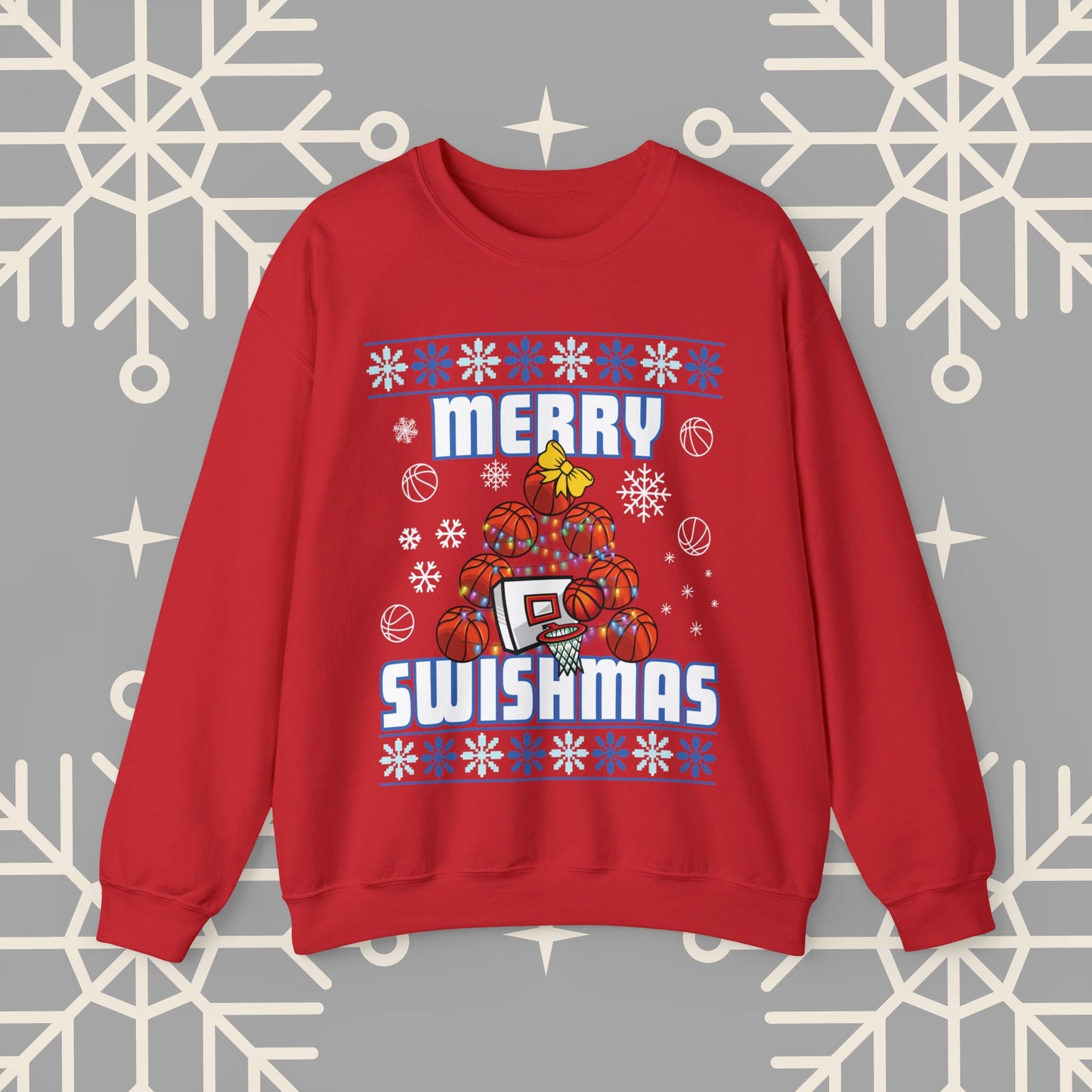 Merry Swishmas Sweatshirt, Basketball Ugly Christmas , Christmas Basketball Sweatshirt, Sports Holiday Jumper, Gifts for Men