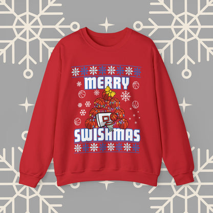 Merry Swishmas Sweatshirt, Basketball Ugly Christmas , Christmas Basketball Sweatshirt, Sports Holiday Jumper, Gifts for Men