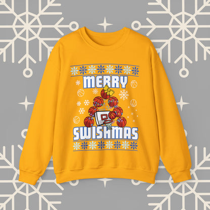 Merry Swishmas Sweatshirt, Basketball Ugly Christmas , Christmas Basketball Sweatshirt, Sports Holiday Jumper, Gifts for Men
