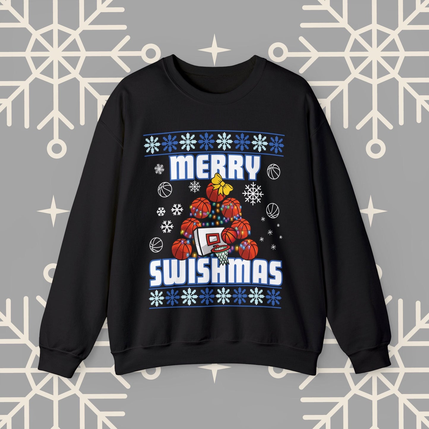 Merry Swishmas Sweatshirt, Basketball Ugly Christmas , Christmas Basketball Sweatshirt, Sports Holiday Jumper, Gifts for Men