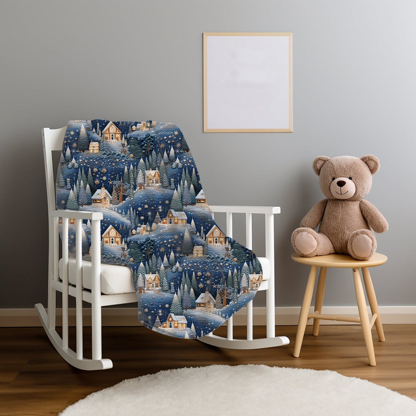 Christmas Blanket Christmas Village Throw Blanket, Printed Winter Wonderland Christmas Blanket, Living Room Christmas Decor for the Bedroom