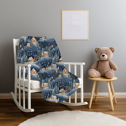 Christmas Blanket Christmas Village Throw Blanket, Printed Winter Wonderland Christmas Blanket, Living Room Christmas Decor for the Bedroom