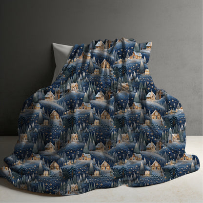 Christmas Blanket Christmas Village Throw Blanket, Printed Winter Wonderland Christmas Blanket, Living Room Christmas Decor for the Bedroom