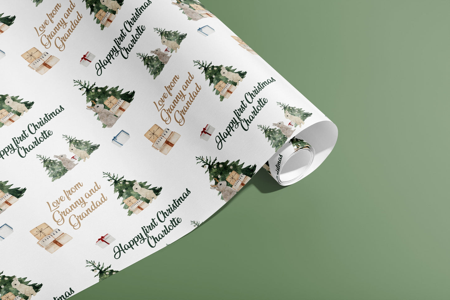 Personalised 1st Christmas Wrapping Paper, Gift Wrap, Customised, New Born, New Baby, Baby Shower, Celebration, Boy, Blue, Paper, Festive