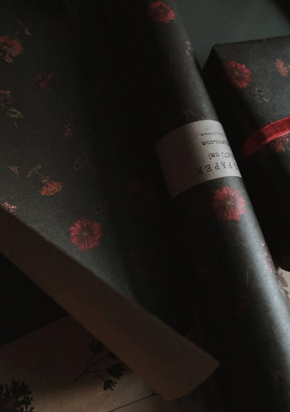 Florals on dark green wrapping paper, Gift Wrap, gift wrapping paper, Gift Warp, Wrapping paper, gift paper, floral wrapping paper, recycled