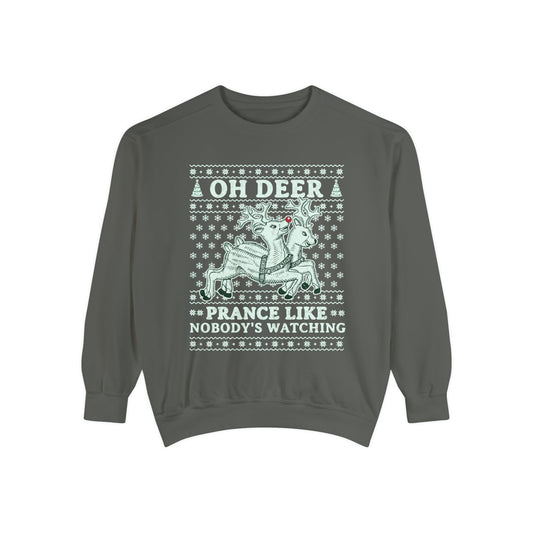 Merry Christmas Sweatshirt Prance Like Nobodys Watching Sweatshirt Funny Reindeer Sweatshirt Ugly Christmas Design