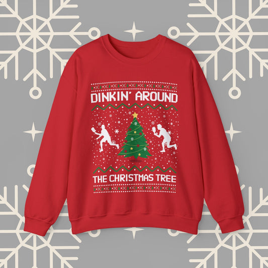 Dinkin' Around the Christmas Tree Pickleball Sweatshirt, Ugly Christmas , Funny Christmas , Pickleball Crewneck