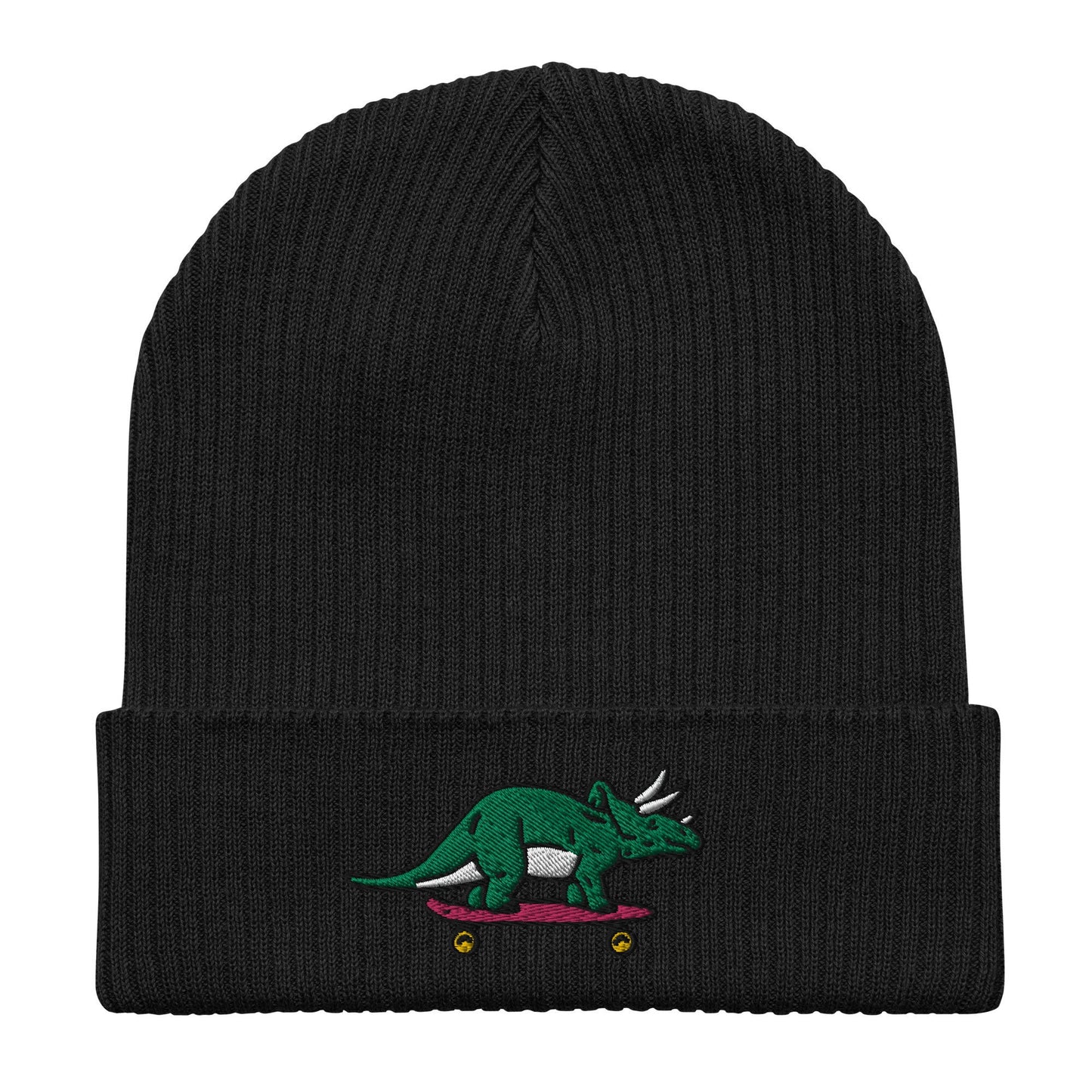 Triceratops Skateboard, Dinosaur Embroidered Beanie, Funny Beanie, Unique Streetwear, Y2K Beanie, Skater Hat, Dinosaur Lover, 90’s Fashion